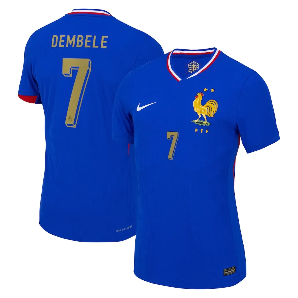 Maillot France Domicile 2024 - Dembélé Flocage Or - Authentic