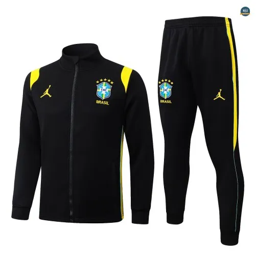 Veste Survetement Enfant foot Brésil 2026/27 Noir/Jaune