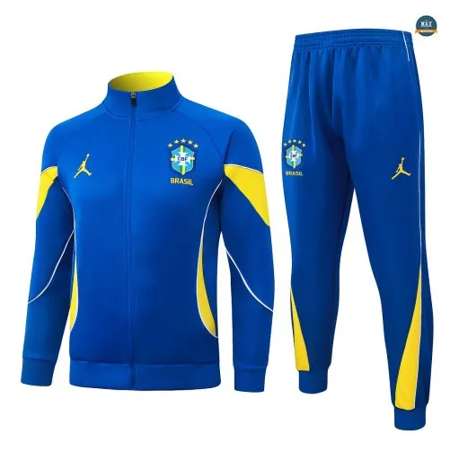 Achetez Veste Survetement Enfant Foot Brésil 2026/27 Blanc/Jaun