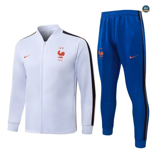 Soldes Veste Survetement Enfant Foot France 2026/27 Blanc