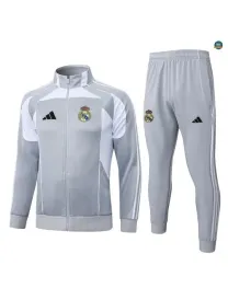 Veste Survetement foot Real Madrid 2026/27 Gris/Blanc