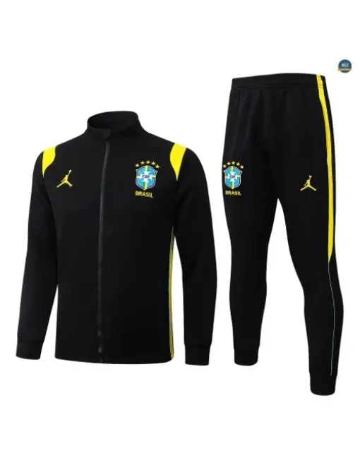Veste Survetement Enfant foot Brésil 2026/27 Noir/Jaune